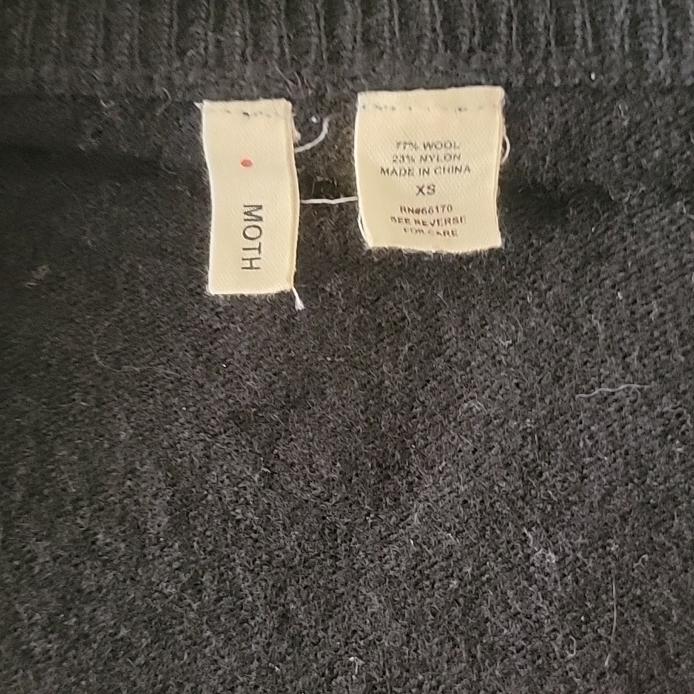 NEW Anthropologie Moth Black Rosette Cropped Cardigan - Picture 4 of 5